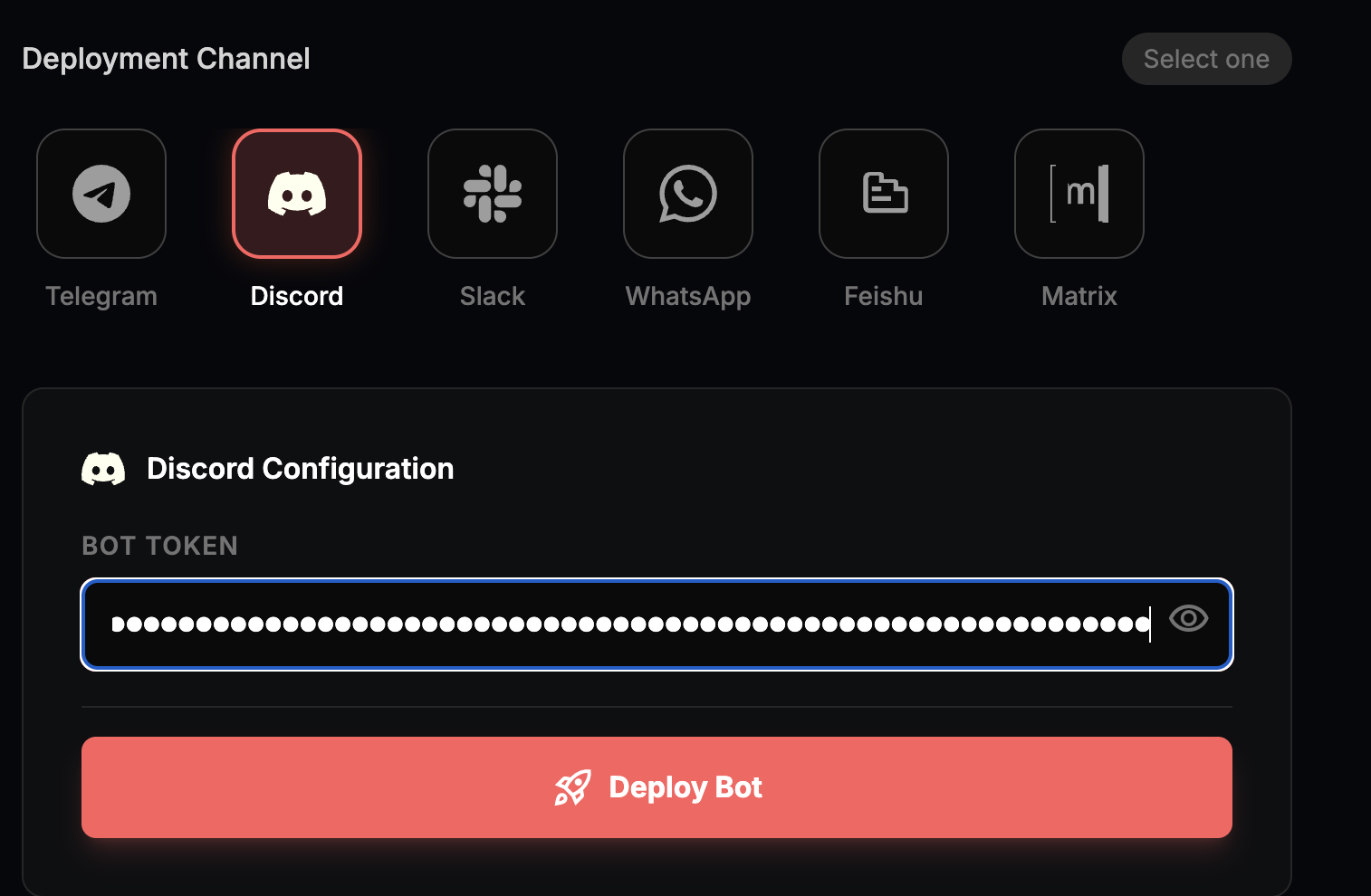 Configure Bot Token & One-Click Deployment